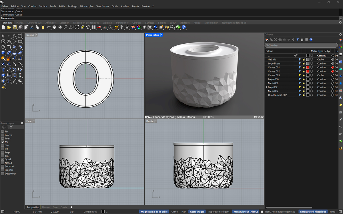 Rhinoceros – modélisation surfacique